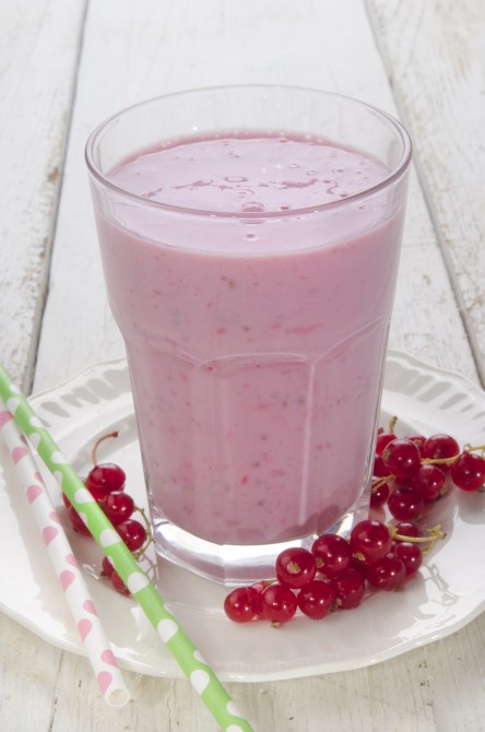 cold red currant milk shake in a glass cold red currant milk shake in a glass