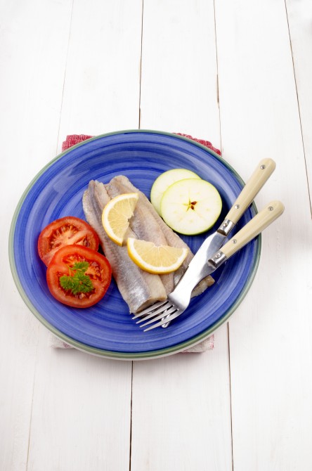 matjes with lemon, tomato, apple and parsley matjes with lemon, tomato, apple and parsley