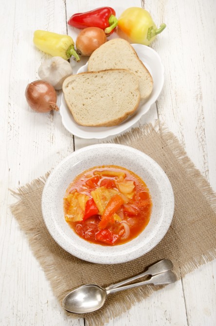 hungarian letscho with sweet peppers on a plate