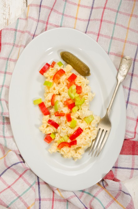 hungarian style noodle salad with red and green paprika hungarian style noodle salad with red and green paprika