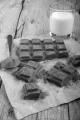 chocolate with cocoa powder on a piece of paper
