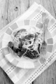 spaghetti with dandelion stem on a plate