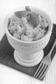 cold risotto rice with basil as dessert