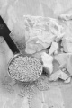 fresh and dried yeast on brown kitchen paper