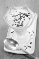 fresh yogurt in a glass with chocolate sprinkles