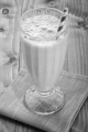 banana milkshake with quinoa and straw