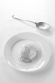 woodruff ice cream with sweet honey on a white plate