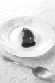 lemon ice cream with chocolate sauce on a plate