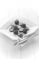 grilled courgette and meat balls with coriander on a plate