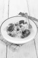 pasta salad with olives, tomatoes and thyme