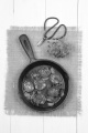 spanish chorizo with tomato, sweet basil and onion in a cast iron pan