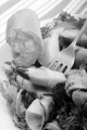 warm crab claw meat on a fork