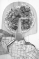 home made spicy meat pizza with basil