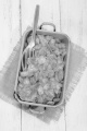 potato and pasta with sunflower oil and paprika powder, hungarian meal in a baking tin