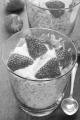 chestnut puree with whipped cream and fresh strawberries in a dessert glass